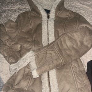 Winter faux leather fuzzy coat for the snow